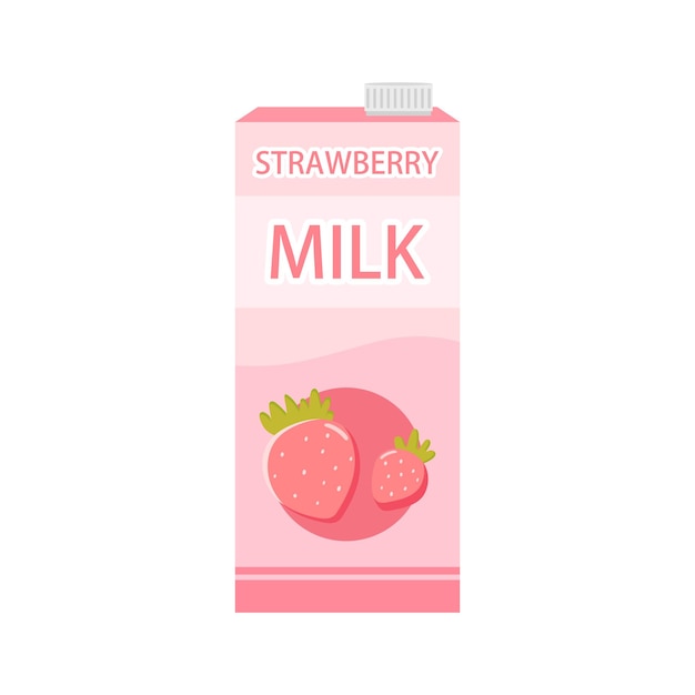 Vector ilustración vectorial de leche de fresa sobre un fondo blanco la leche de fresas es una bebida deliciosa