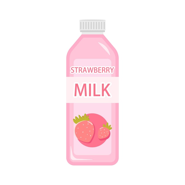 Vector ilustración vectorial de leche de fresa sobre un fondo blanco la leche de fresas es una bebida deliciosa