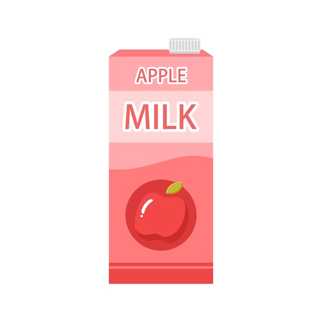 Ilustración vectorial de leche de manzana en fondo blanco la leche de manzana es una bebida deliciosa