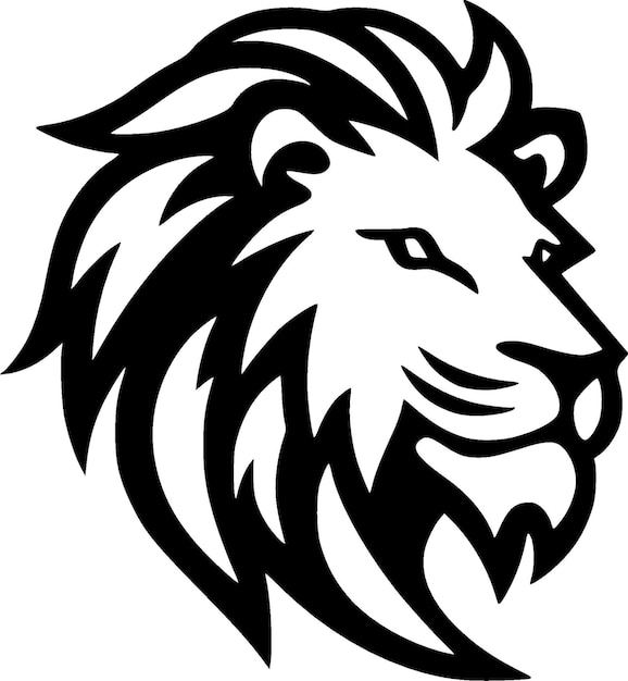 Ilustración vectorial de león blanco y negro