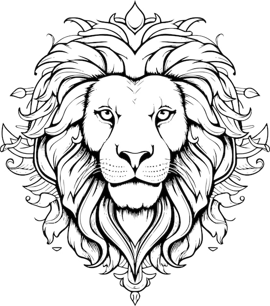 Ilustración vectorial de león blanco y negro