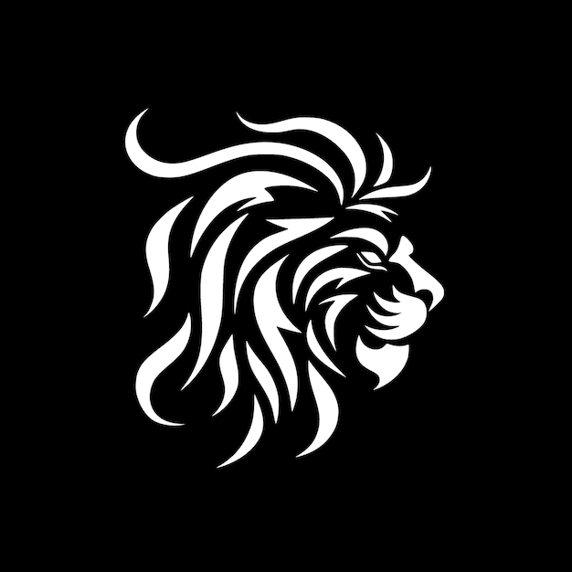 Ilustración vectorial de león blanco y negro