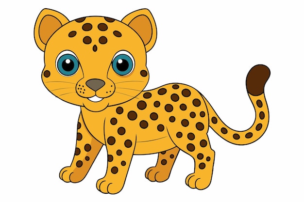 Ilustración vectorial de leopardo encantador Clipart de dibujos animados y diseño de arte de líneas para gráficos imprimibles