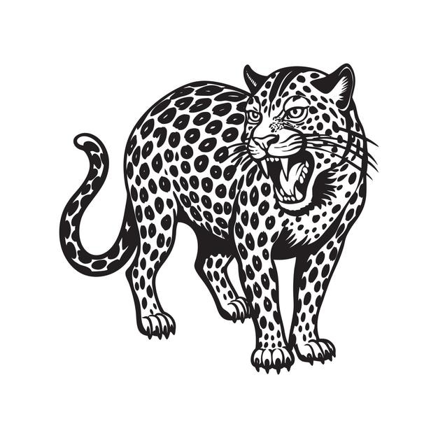 Ilustración vectorial del leopardo enojado