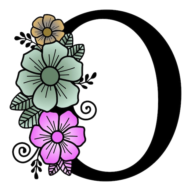 Ilustración vectorial de la letra floral O monograma