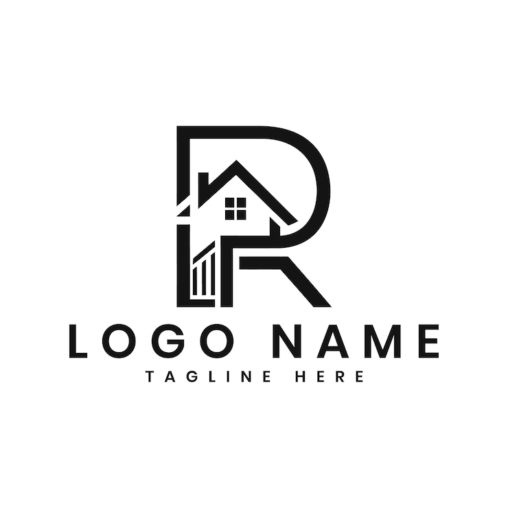 Vector ilustración vectorial de la letra inicial moderna r del logotipo de bienes raíces