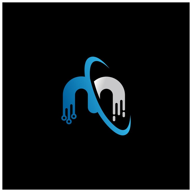 Vector ilustración vectorial de la letra m pixel del logotipo de color azul tecnología y logotipo digital