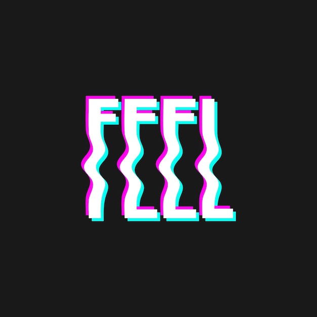 Vector ilustración vectorial con letras de efecto de falla 3d feel groovy letras onduladas en la moda y2k 90s