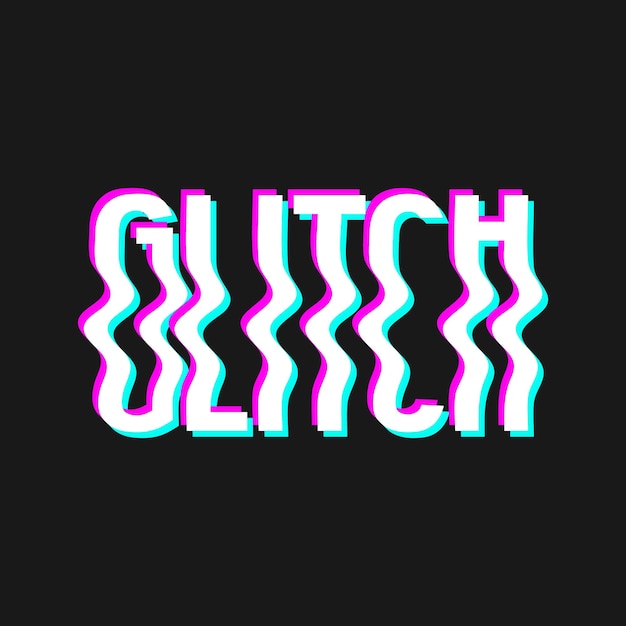 Vector ilustración vectorial con letras de efecto de falla 3d glitch letras onduladas maravillosas en el moderno y2k