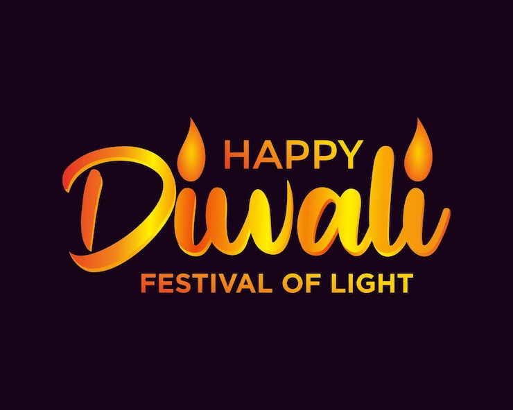 Vector ilustración vectorial letras de pintura colorida caligráfica dibujada a mano de happy diwali