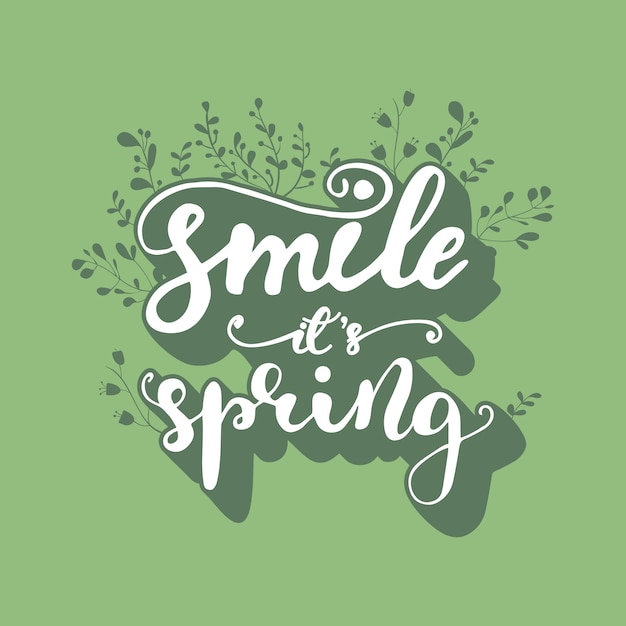 Ilustración vectorial con letras sonrisa, es primavera.