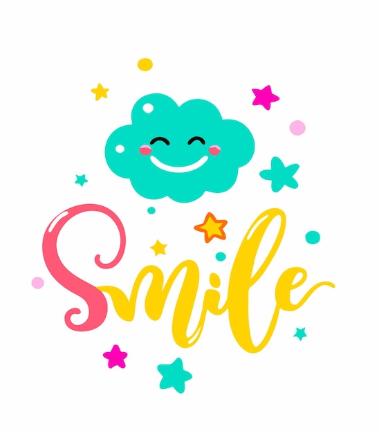 Ilustración vectorial de letras Sonrisa y letras de mano inspiradora tipografía cartel de cartel