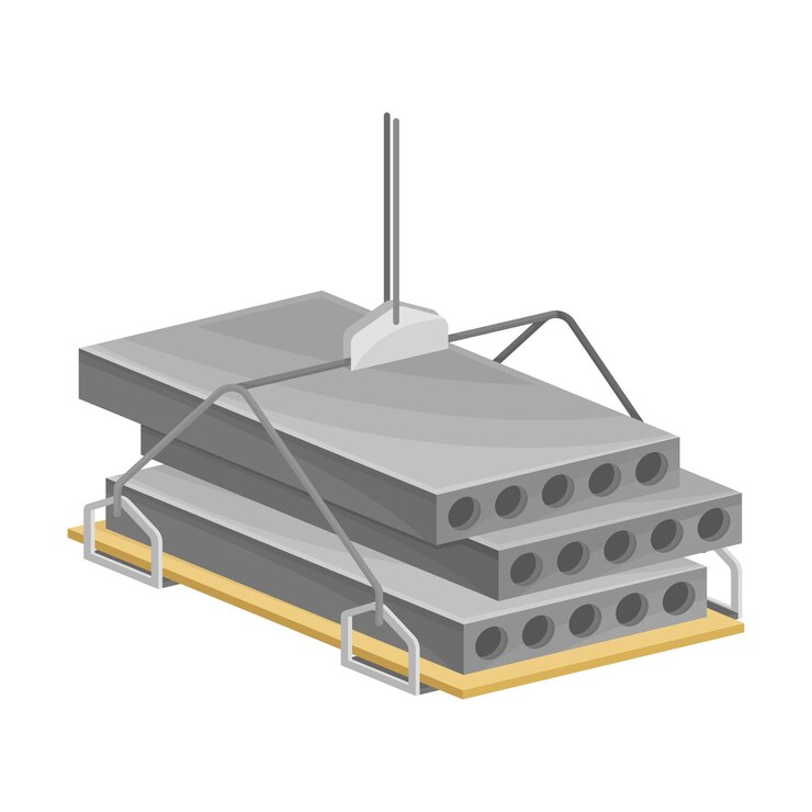 Vector ilustración vectorial de levantamiento de ladrillos de hormigón o cemento en el sitio de construcción