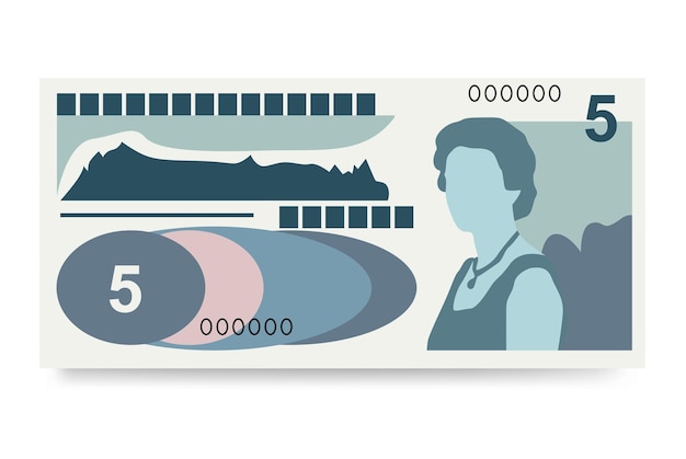 Ilustración vectorial de la libra de Santa Elena Juego de dinero de Santa Elena Paquete de billetes Papel moneda 5 SHP