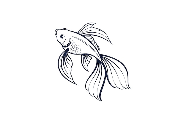 Ilustración vectorial libre de silueta de pez dorado en fondo blanco