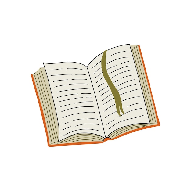Ilustración vectorial de un libro abierto con marcador Símbolo de la literatura y la educación