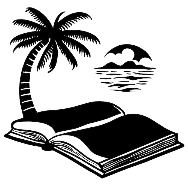 Vector ilustración vectorial de libro abierto de playa de verano