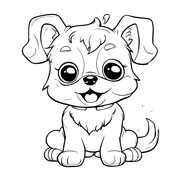 Vector ilustración vectorial del libro para colorear de cachorros de dibujos animados para niños