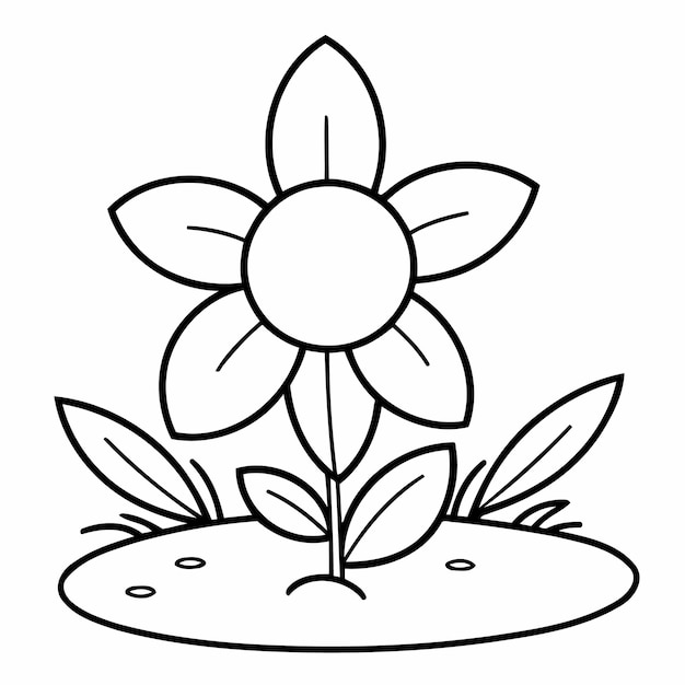 Ilustración vectorial de un libro de dibujos de flores para niños pequeños