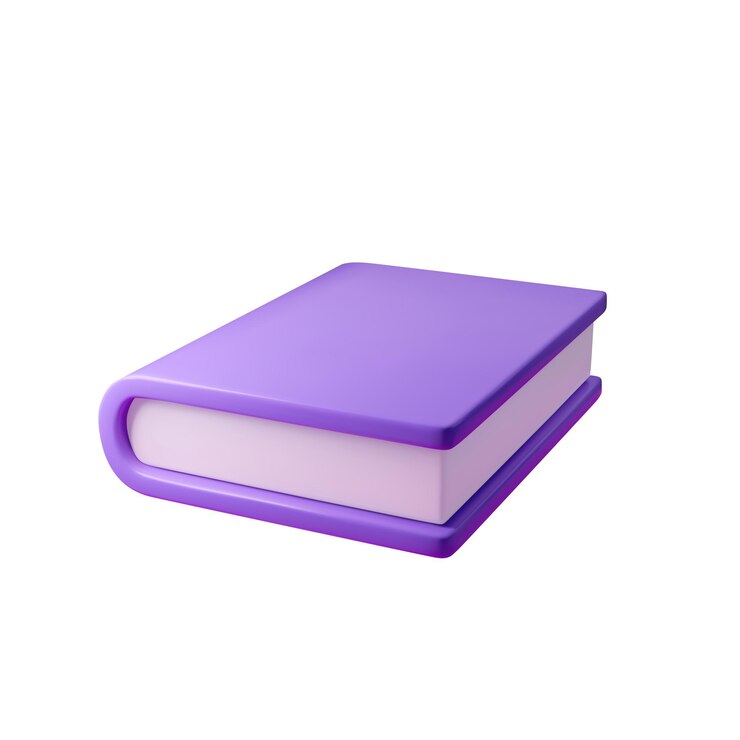 Vector ilustración vectorial de libro púrpura 3d que simboliza el conocimiento o la literatura en diseño moderno ideal para recursos de aprendizaje educativo y bibliotecas digitales activo de stock de alta calidad y tendencia