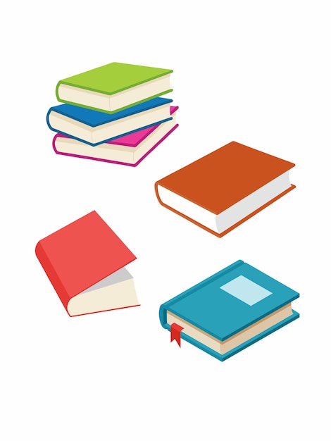 Ilustración vectorial de libros y conjunto de libros
