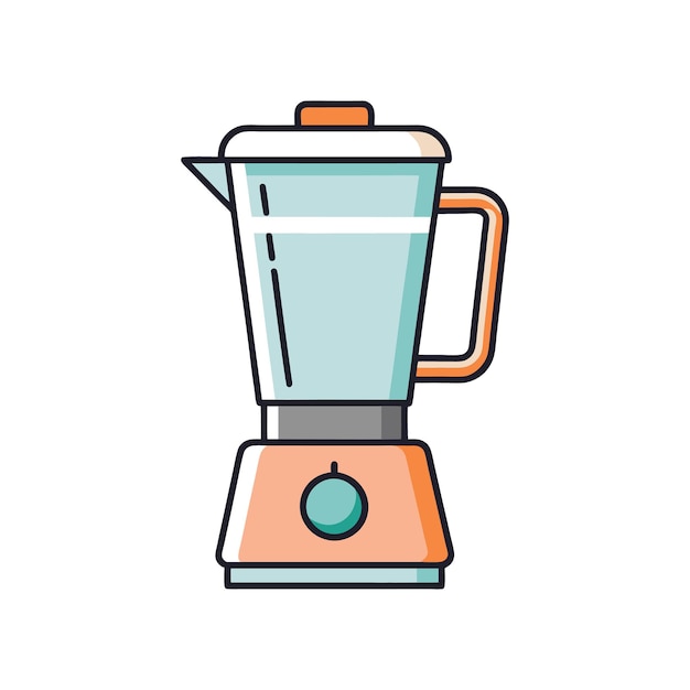 Ilustración vectorial de la licuadora de cocina Aparato moderno con base y mango rojos para la preparación de alimentos