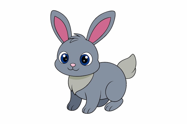 Ilustración vectorial de la liebre encantadora Clipart de dibujos animados y diseño de arte de líneas para gráficos impresos