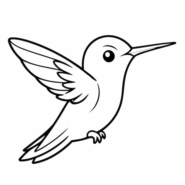 Ilustración vectorial linda actividad de coloreo de dibujos de colibrí
