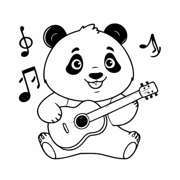 Ilustración vectorial linda Actividad de coloreo de garabates de panda para niños
