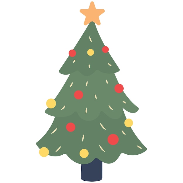 Ilustración vectorial linda del árbol de Navidad aislado sobre un fondo blanco