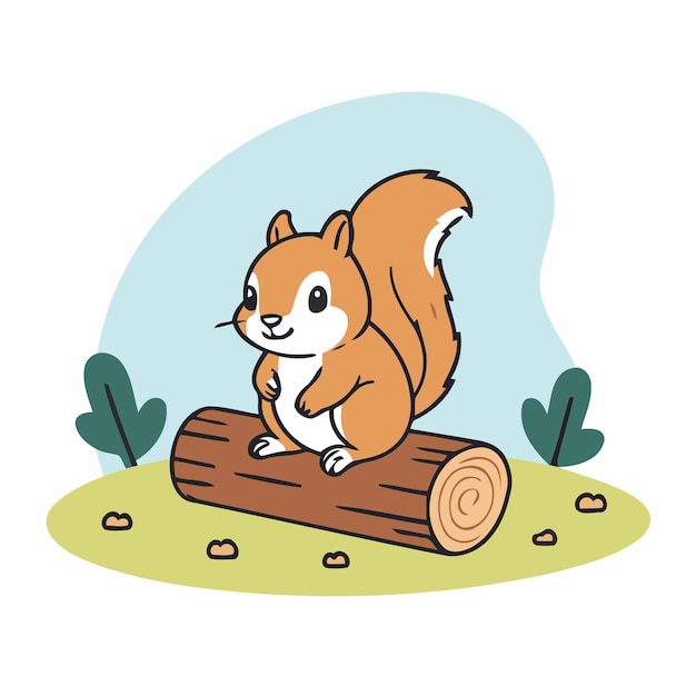 Ilustración vectorial de una linda ardilla para libros infantiles