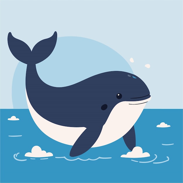 Ilustración vectorial de una linda ballena para libros de cuentos para niños