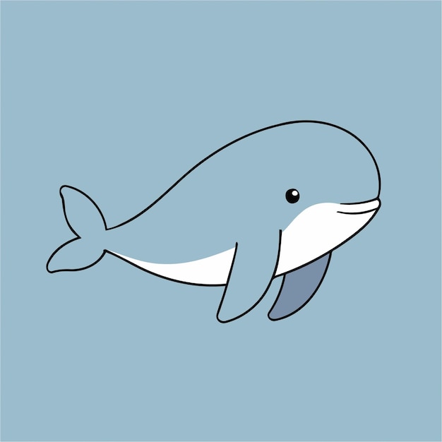 Ilustración vectorial de una linda ballena para libros para niños pequeños