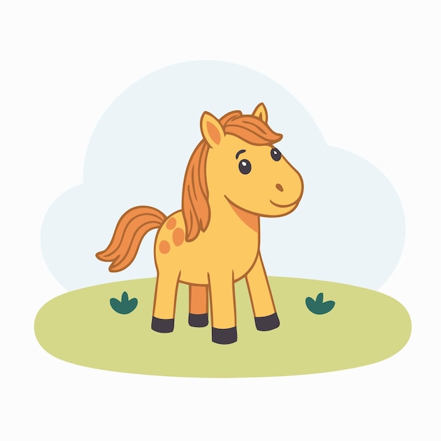 Ilustración vectorial linda de un caballo para libros de cuentos para niños pequeños