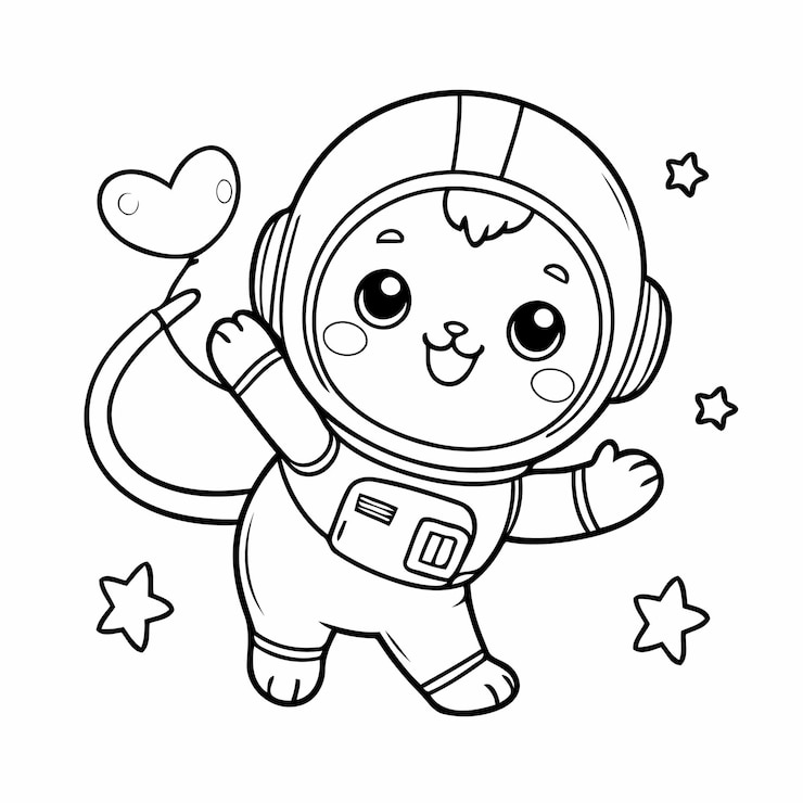 Vector ilustración vectorial linda catastronauta para niños hoja de trabajo para colorear