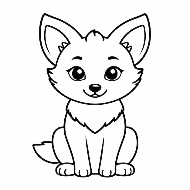 Ilustración vectorial linda Chacal dibujado a mano para niños página