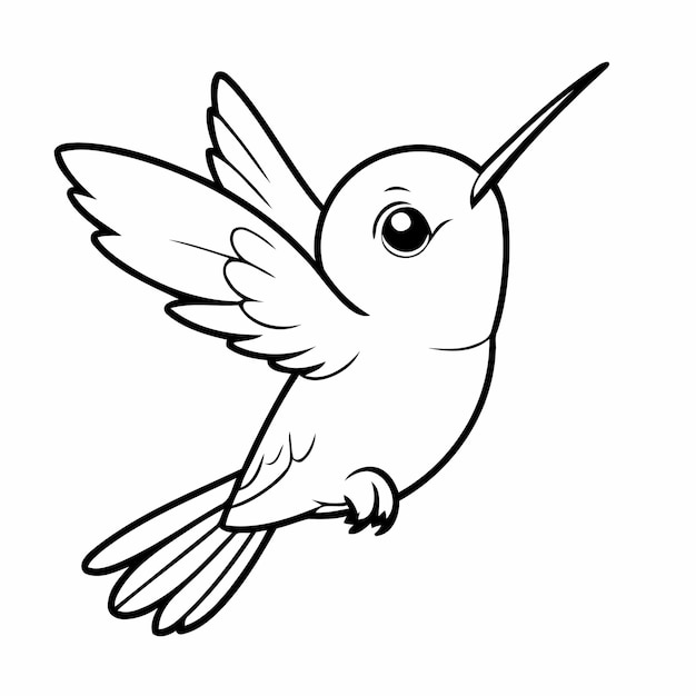 Ilustración vectorial linda Colibri para niños hoja de trabajo para colorear
