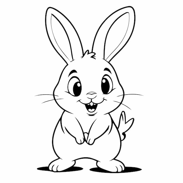 Ilustración vectorial linda Conejo dibujado a mano para niños página de colorear