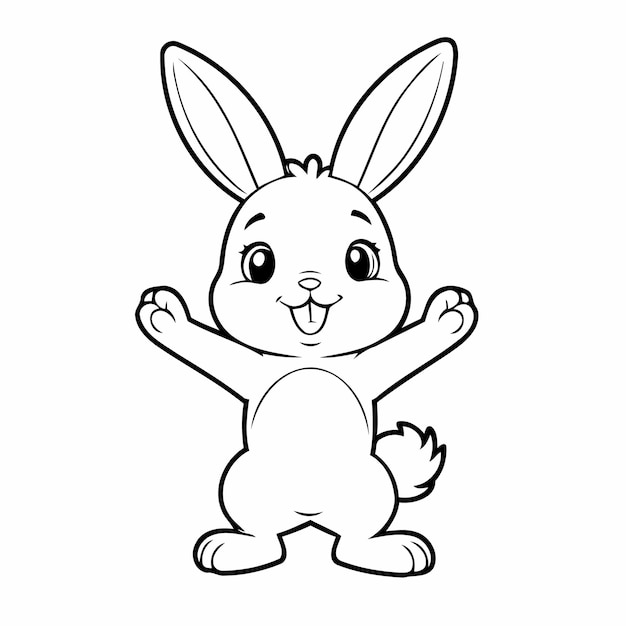 Ilustración vectorial linda del conejo de Pascua dibujada a mano para niños pequeños