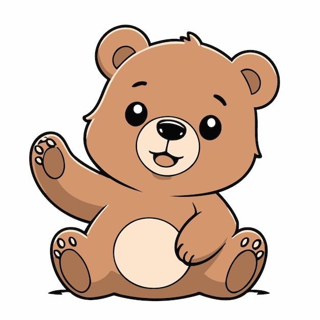 Ilustración vectorial linda dibujada a mano por un oso para niños pequeños