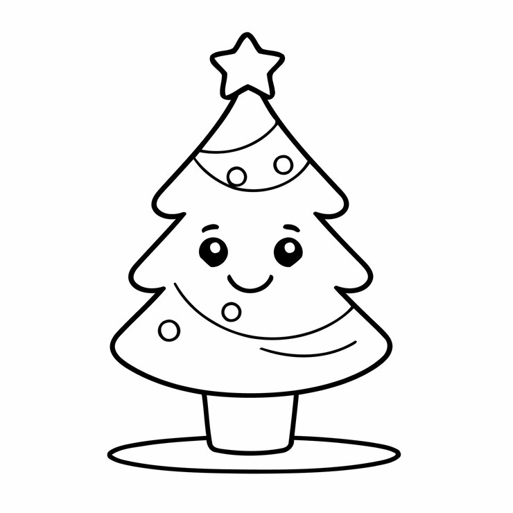 Vector ilustración vectorial linda dibujo de árbol de navidad para niños actividad de coloreo