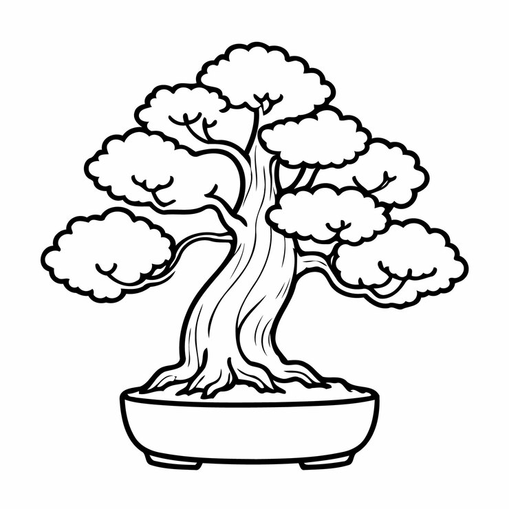 Vector ilustración vectorial linda dibujo de bonsai para niños pequeños libro