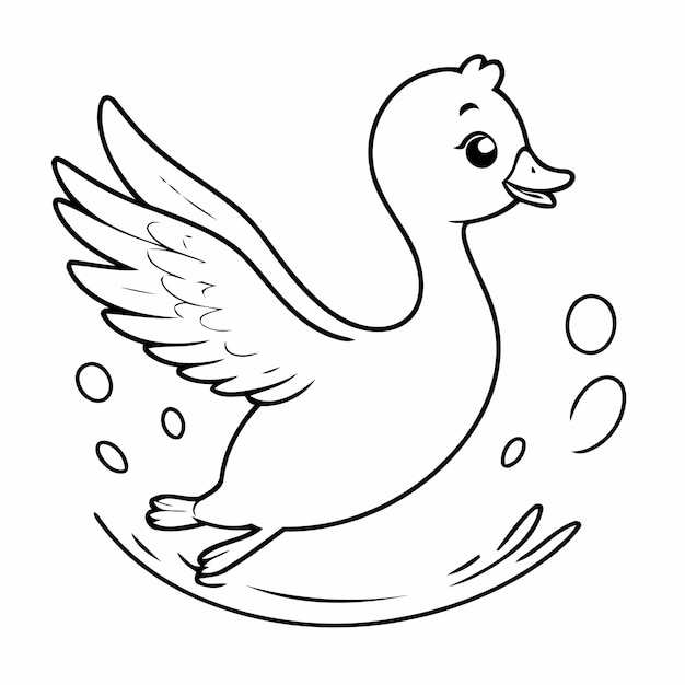 Ilustración vectorial linda dibujo de cisne para niños pequeños libro