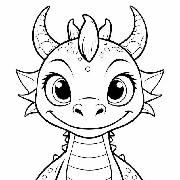 Vector ilustración vectorial linda dibujo de dragón para niños página de colorear
