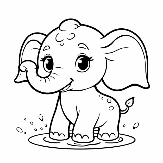 Vector ilustración vectorial linda dibujo de elefante para niños pequeños actividad de colorear