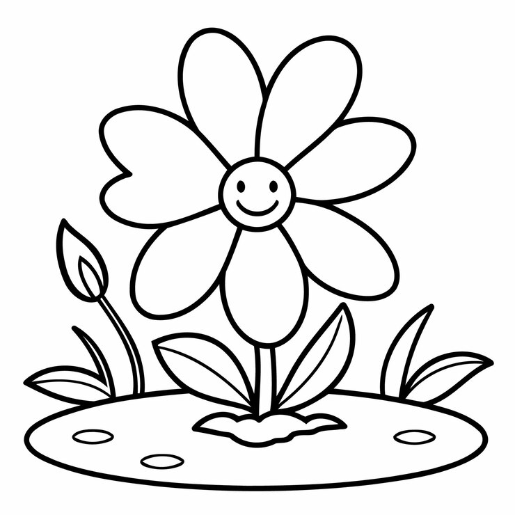 Vector ilustración vectorial linda dibujo de flores para niños pequeños página de colorear