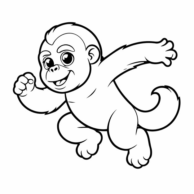 Ilustración vectorial linda dibujo de gorila para niños pequeños libro