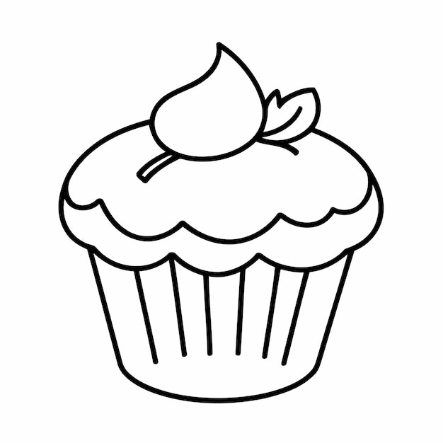 Ilustración vectorial linda Dibujo de muffin para niños Actividad de colorear
