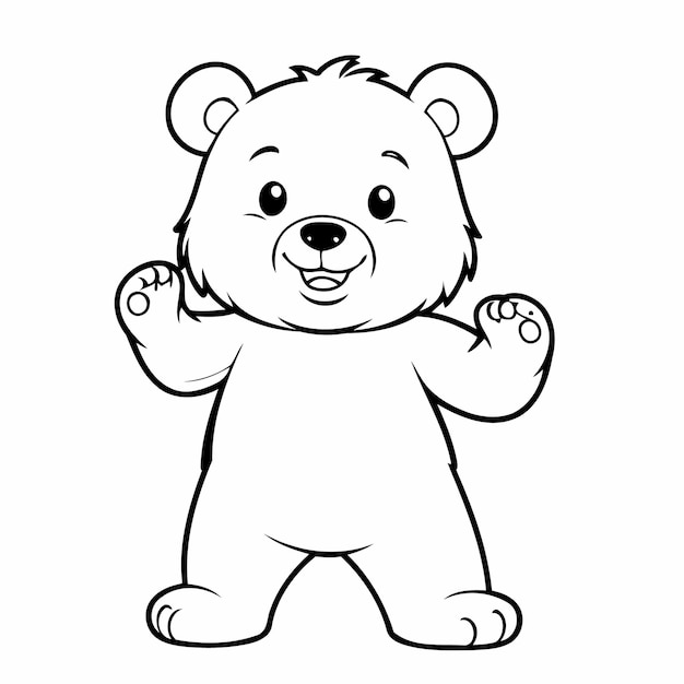 Vector ilustración vectorial linda dibujo de oso para niños página de colorear