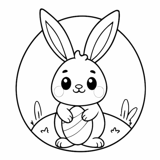 Ilustración vectorial linda dibujo de Pascua para niños página de colorear